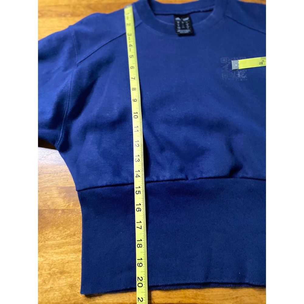 Adidas Karlie Kloss Navy Blue Cropped Sweatshirt Wide Ribbed Hem S - Picture 11 of 11